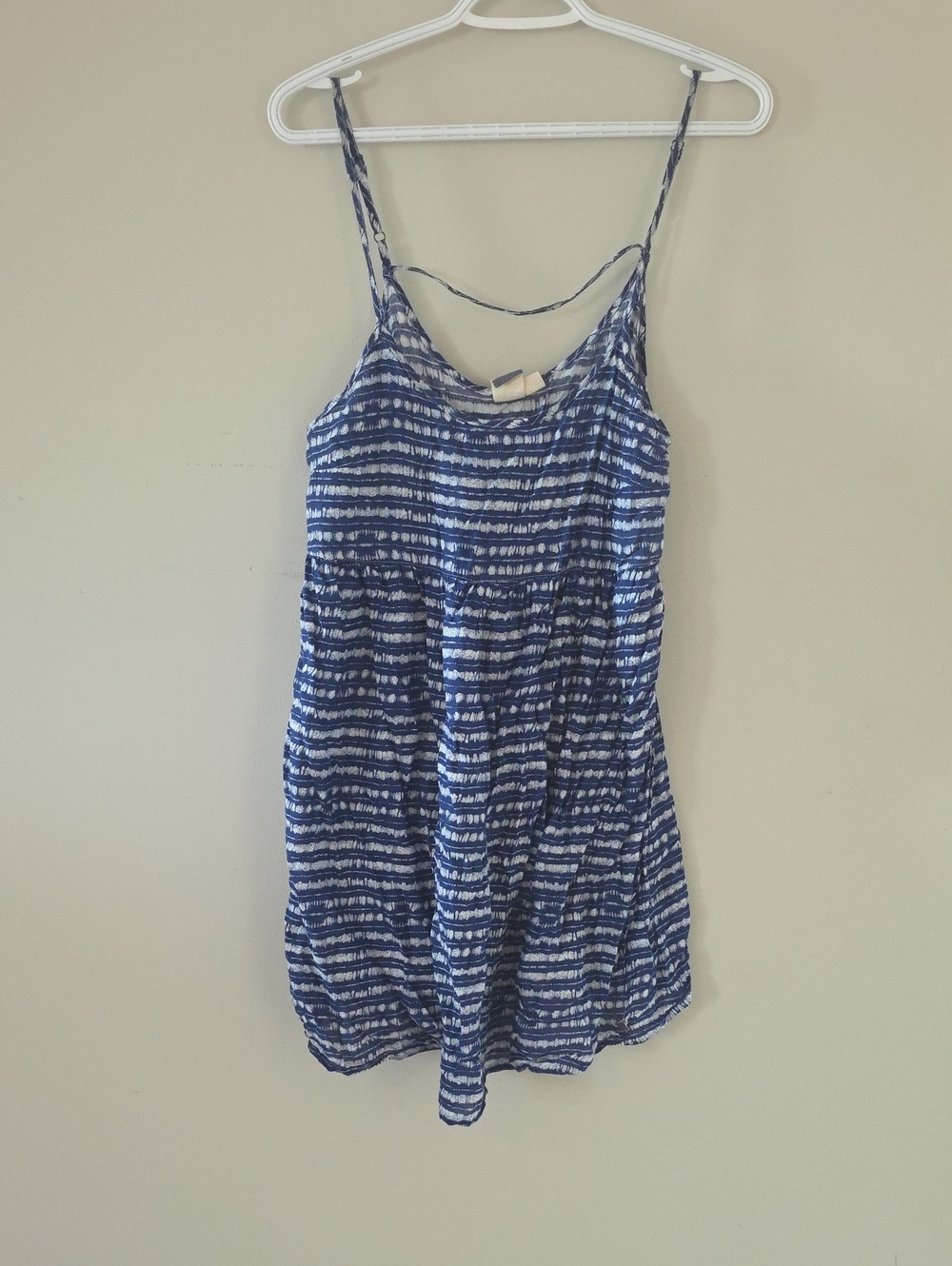 Roxy Blue and White Striped Tie-Dye Spaghetti Strap Camisole